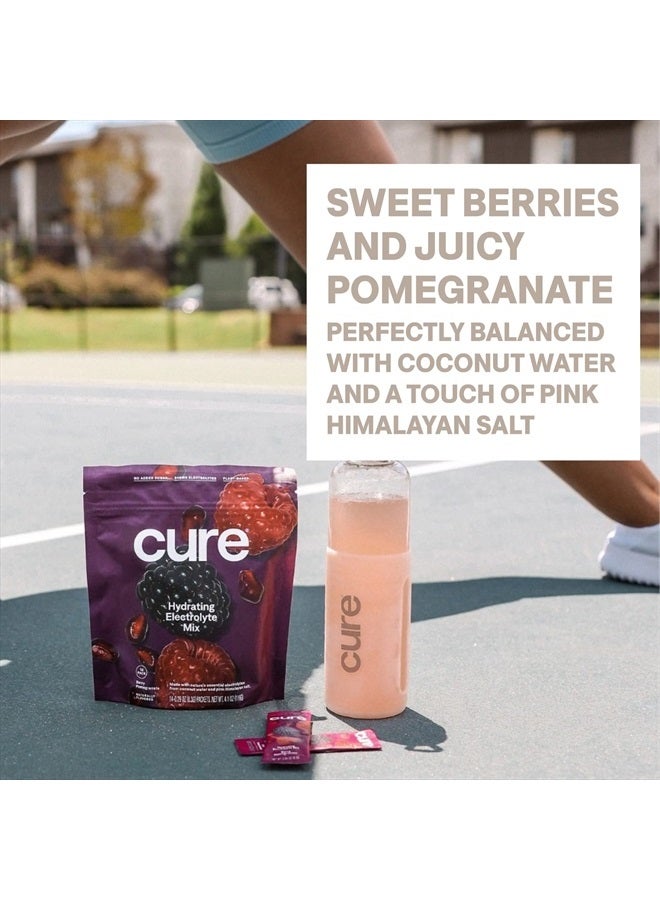 Cure Hydration Cure Hydrating Plant Based Electrolyte Mix | FSA & HSA Eligible | Powder for Dehydration Relief | Made with Coconut Water | Non-GMO | No Added Sugar | Vegan | Pouch of 14 Packets - Berry Pomegranate - Image 5