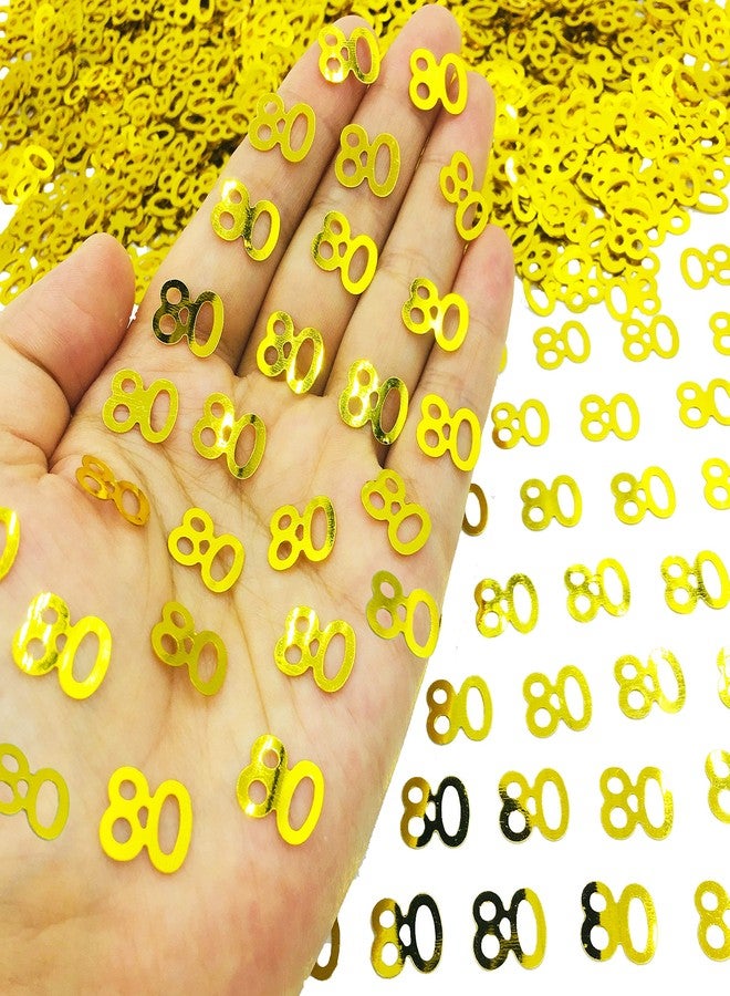 OJLDKTH زينة طاولة حفلات من رقائق معدنية لامعة على شكل رقم 80، مناسبة للاحتفال بالذكرى السنوية/عيد الميلاد/حفلات الزفاف، 1.5 أونصة (ذهبي 80) - Image 3
