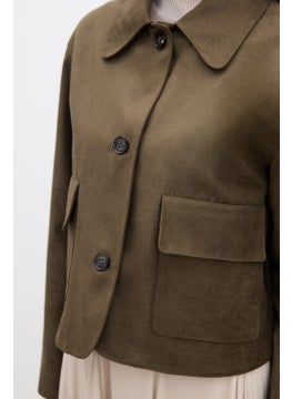 Manuka Faux Suede Short Jacket Khaki  - Image 4