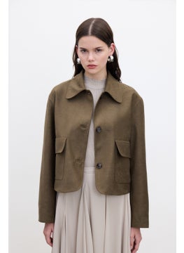 Manuka Faux Suede Short Jacket Khaki  - Image 5