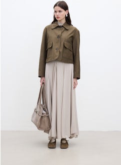 Manuka Faux Suede Short Jacket Khaki  - Image 1