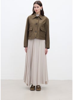 Manuka Faux Suede Short Jacket Khaki  - Image 2