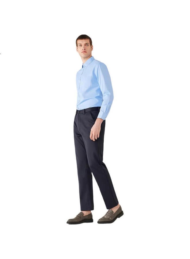 Romon Business Casual Straight-Leg Dress Pants For Men, Wrinkle-Resistant, Non-Stretch Formal Trousers Xk826 Navy Blue 38 - Image 3