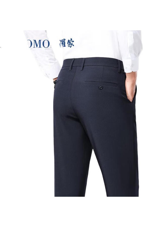 Romon Business Casual Straight-Leg Dress Pants For Men, Wrinkle-Resistant, Non-Stretch Formal Trousers Xk826 Navy Blue 38 - Image 1