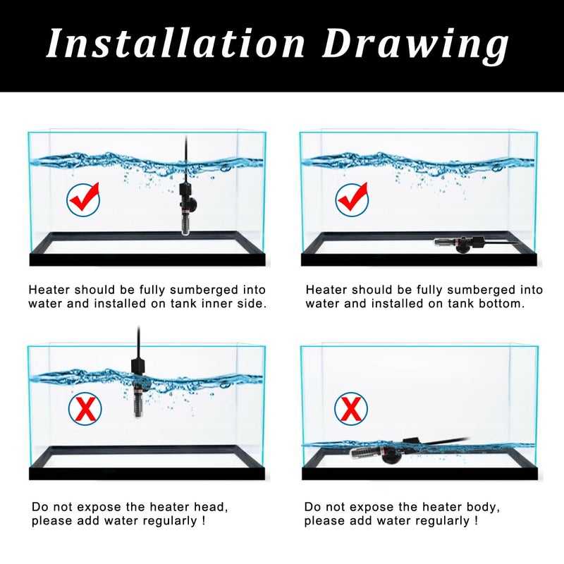 PULACO سخان سمك البيتا الصغير PULACO بقوة 50 واط لخزان سعة 1-10 جالون - Image 5