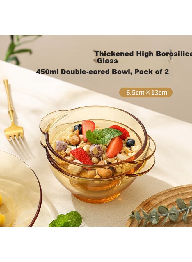 MAX COOK Maxcook High Borosilicate Glass Bowls, Heat-Resistant Glass Salad Fruit Soup Bowls, Amber Color, 450Ml, Set Of 2, Mcwa3140 - Image 1