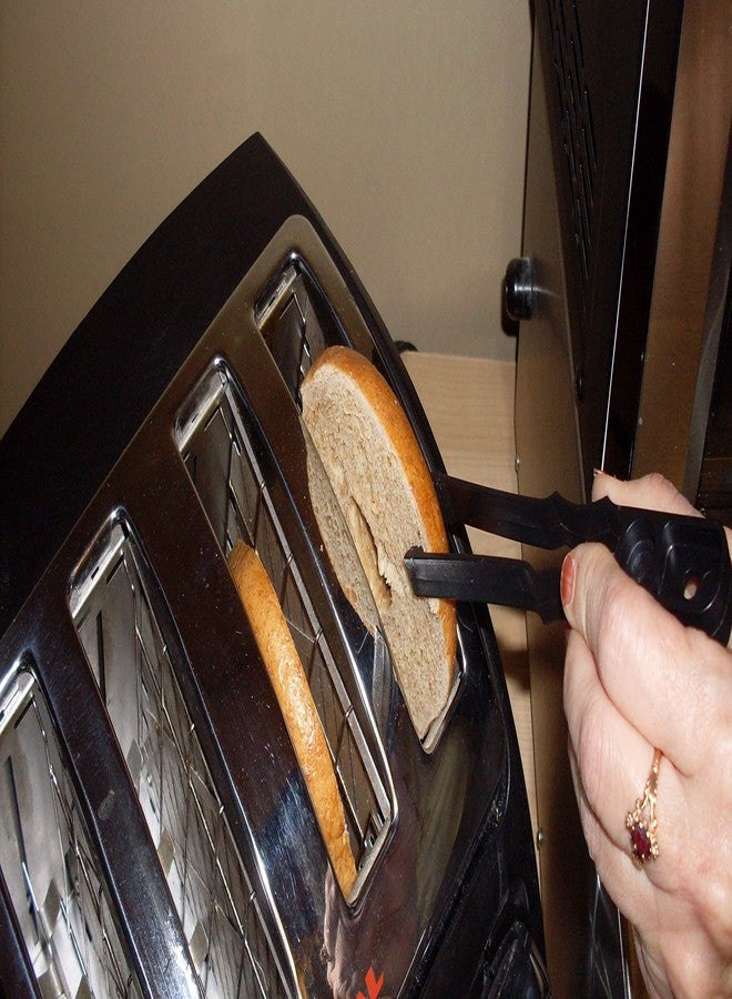 Gadjit Toaster Tongs Food Tongs - Designed to Lift Hot Toast and Bagels out of the Toaster Safely 2 Pack (Black) - Image 2