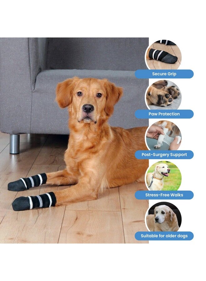 تريكسي جوارب مضادة للانزلاق للكلاب، واقي مخالب، يحمي من الجروح الصغيرة، والأرضيات الباردة والأثاث المترب، أسود، 4 قطع (Xs-S) - Image 4