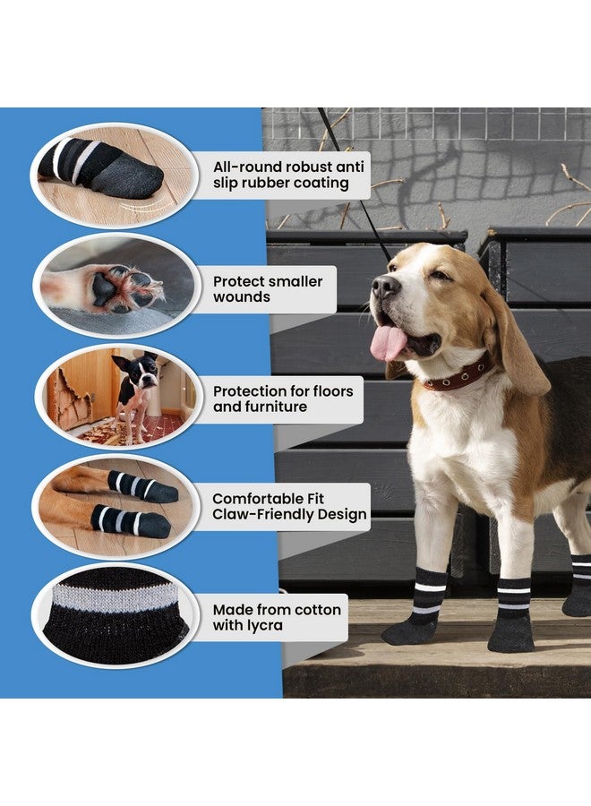 تريكسي جوارب مضادة للانزلاق للكلاب، واقي مخالب، يحمي من الجروح الصغيرة، والأرضيات الباردة والأثاث المترب، أسود، 4 قطع (Xs-S) - Image 3