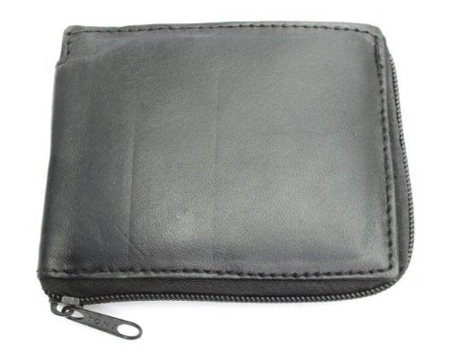 Dangerous Threads Mens Black Leather Wallet Lamb Zippered Bifold 782 - Image 5