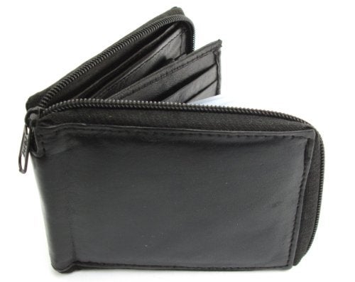 Dangerous Threads Mens Black Leather Wallet Lamb Zippered Bifold 782 - Image 3