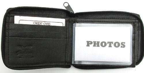 Dangerous Threads Mens Black Leather Wallet Lamb Zippered Bifold 782 - Image 2