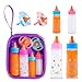 SCOM Baby Doll Bottle Accessories 6 Pcs Feeding Bottle Toys Magic Disappearing Milk Juice Pretend Play Set with Pacifiers Kids Gift Purple - Image 2