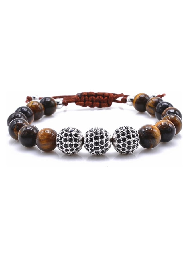 Men's CZ Zircon Bracelet (Metal Color: Tiger Brown/Stone/Silver) - Image 1