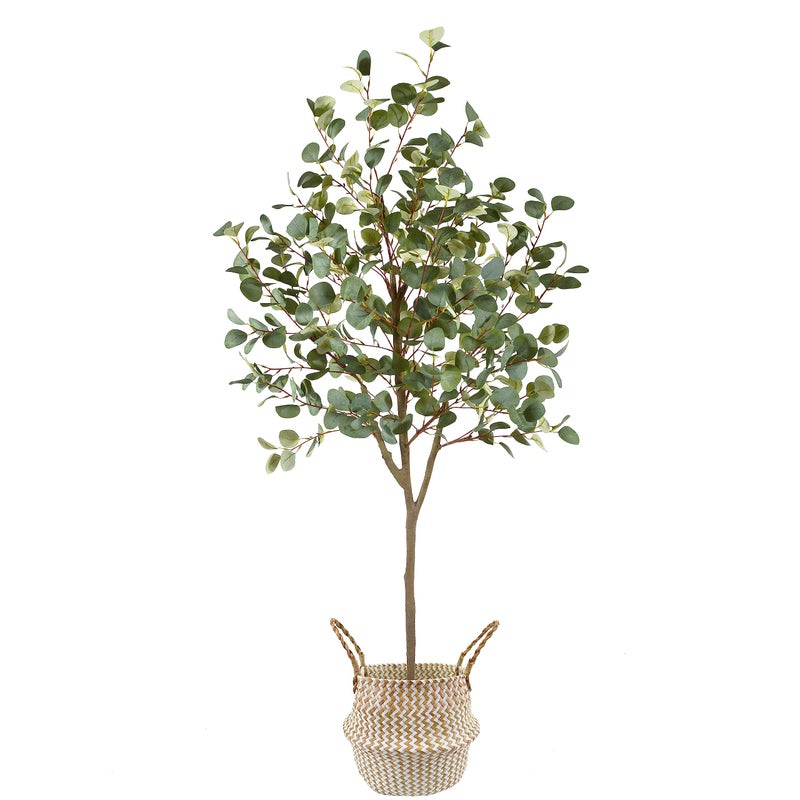 Warmplants Artificial Eucalyptus Tree, 6ft Tall Fake Eucalyptus Plant with Basket, Green Silver Dollars Silk Leaves Faux Tree for Home Office Livingroom Floor Decor Indoor - Image 2