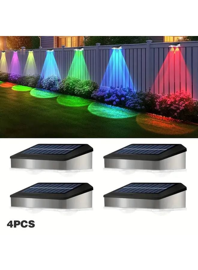 4 Pack Solar Outdoor Wall Lights RGB Color Changing LED For Garden Patio - Image 1