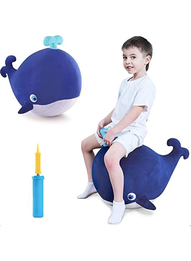 Generic Bouncy Pals Kids Whale Hopper Ball, Ride on Hopping Toy, Inflatable Plush Bouncing Animal W/Pump, Indoor Outdoor Riding Jumping Gift for 18 Month 2 3 4 5 Year Old Toddler Boy Girl Child - Image 1