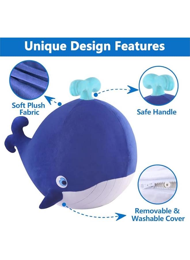 Generic Bouncy Pals Kids Whale Hopper Ball, Ride on Hopping Toy, Inflatable Plush Bouncing Animal W/Pump, Indoor Outdoor Riding Jumping Gift for 18 Month 2 3 4 5 Year Old Toddler Boy Girl Child - Image 4