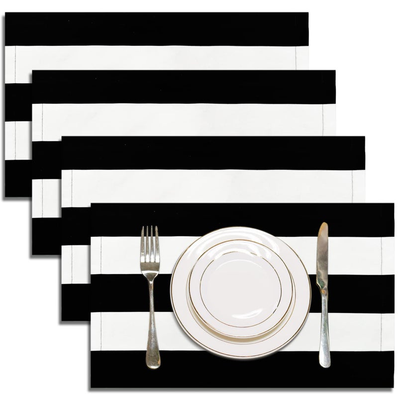 Letjolt Black and White Striped Place Mats Set of 4 Home Kitchen Placemats Farmhouse Party Table Decor Dining Table Place Mats