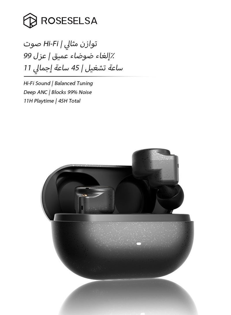 ROSESELSA CERAMICS MK2 True Wireless Earbuds, Bluetooth 6.0, 40dB Hybrid Active Noise Cancelling (ANC), Gaming Earbuds, Mobile Gaming Handsfree, Earphones Bluetooth, 45H Battery, Headset Wireless Bluetooth - Image 1