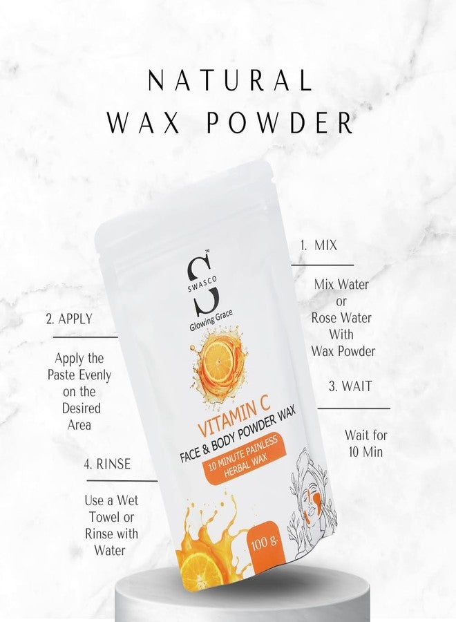 SWASCO Wax Powder for Hair Removal | Herbal Wax with Orenge & Multani Mitti 100g | Painless, Chemical-Free Waxing for Face, Body, Bikini, Underarms & Legs|For All Skin Types of Women & Men (VITAMIN C) - Image 5