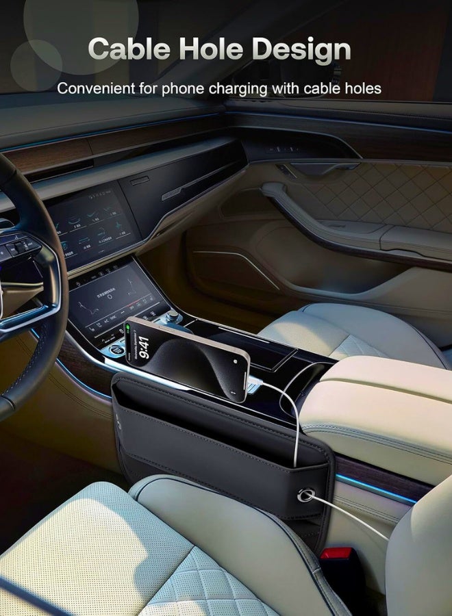 Chase Up Universal Fit Car Gap Filler, Premium Leather Car Seat Gap Filler Organizer, Car Organizer Car Accessories for Women Men, Car Essentials for Car SUV Truck (Black, 1 Pack) - Image 2