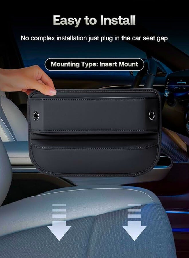 Chase Up Universal Fit Car Gap Filler, Premium Leather Car Seat Gap Filler Organizer, Car Organizer Car Accessories for Women Men, Car Essentials for Car SUV Truck (Black, 1 Pack) - Image 3