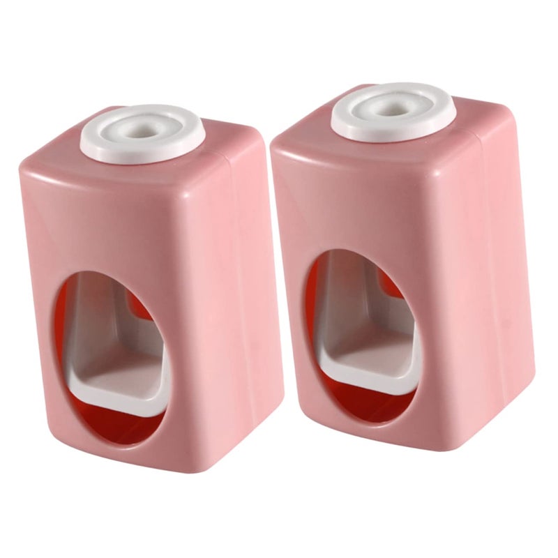 Automatic Toothpaste Dispenser Wall Mount 2 Pack Pink Creative Storage Rack Compact Design - Image 2