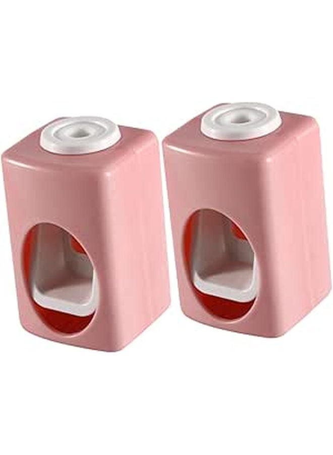 Automatic Toothpaste Dispenser Wall Mount 2 Pack Pink Creative Storage Rack Compact Design - Image 1
