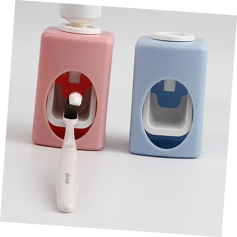 Automatic Toothpaste Dispenser Wall Mount 2 Pack Pink Creative Storage Rack Compact Design - Image 5