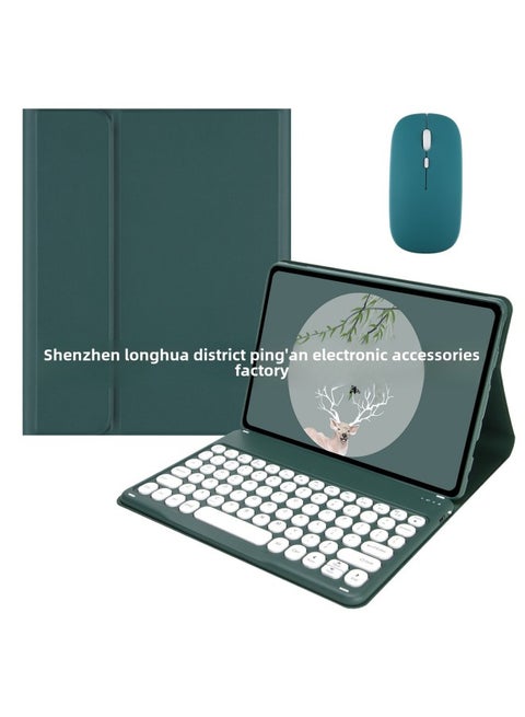 For Lenovo Tab M11 TB330FU Bluetooth Keyboard Case M10 3Gen 328FU Colorful Backlight-Color:Dark Green [protective Cover + Round Keyboard + Mouse]]-Product Type:Lenovo Tab M9 2023 Version 9.0inch