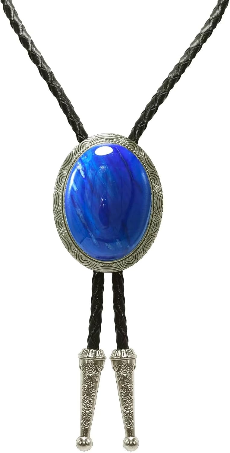 Moranse Bolo Tie with Natural Tiger Eye Stone Celtic Style Genuine and Cowhide Rope - Image 4