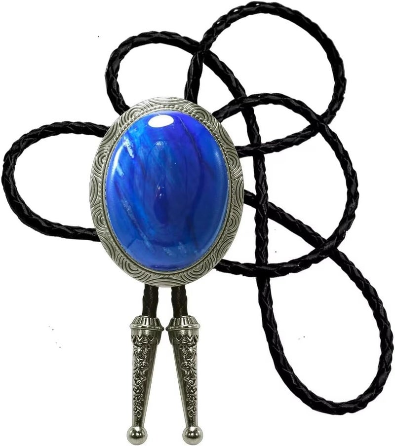 Moranse Bolo Tie with Natural Tiger Eye Stone Celtic Style Genuine and Cowhide Rope - Image 1