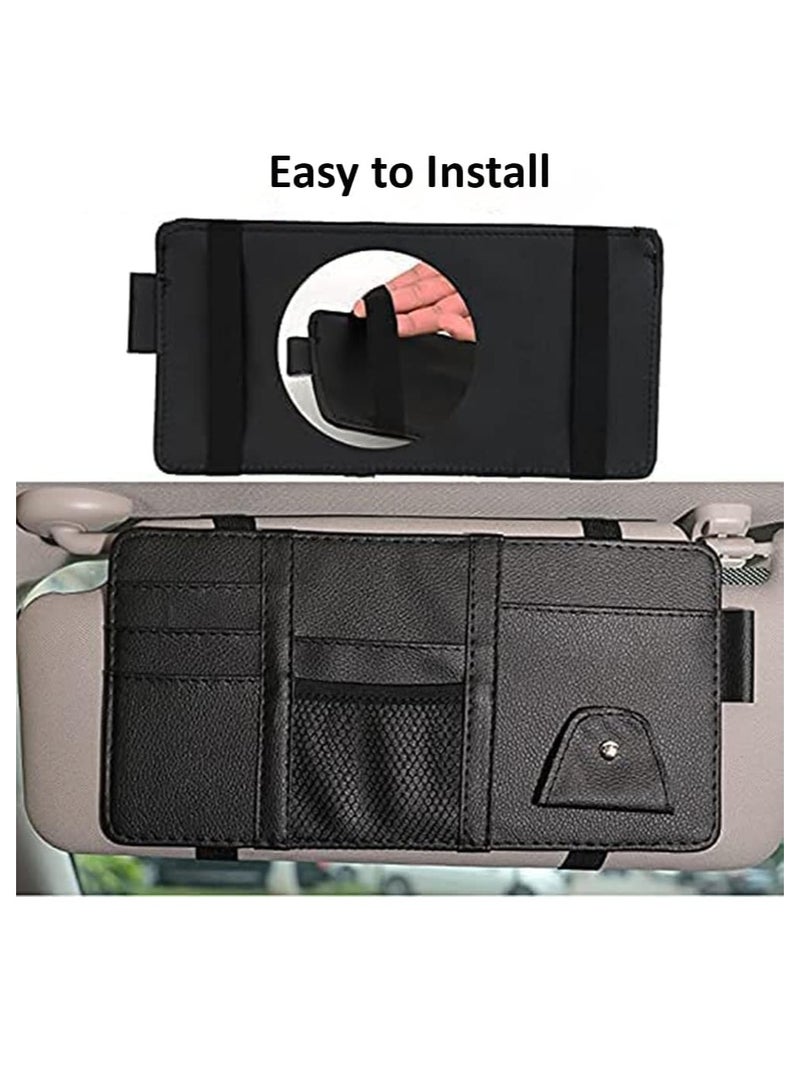 Altheqa Car Sun Visor Organizer, Car Storage, Travel Document Holder Car Accessory Storage for Cash, Cards, Keys, Pen, Sunglasses. (Black) - Image 5