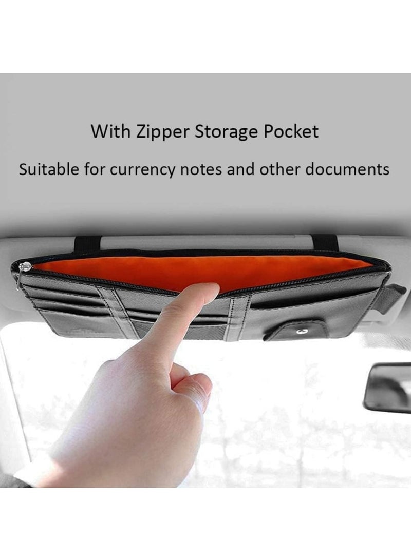 Altheqa Car Sun Visor Organizer, Car Storage, Travel Document Holder Car Accessory Storage for Cash, Cards, Keys, Pen, Sunglasses. (Black) - Image 2
