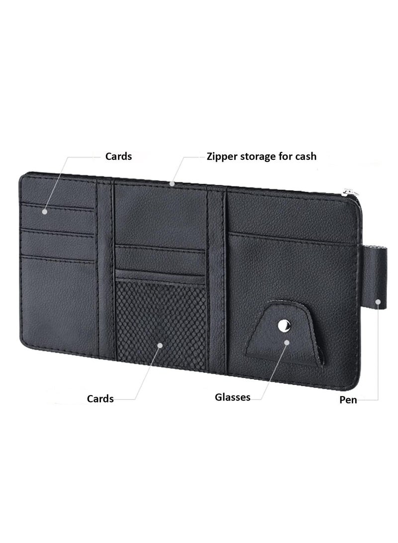 Altheqa Car Sun Visor Organizer, Car Storage, Travel Document Holder Car Accessory Storage for Cash, Cards, Keys, Pen, Sunglasses. (Black) - Image 4