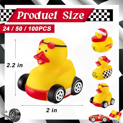 Shappy 100 Pieces Race Car Driver Rubber Duckies 2Inch Mini Rubber Race Car Duckies for Goodie Bags Racing Theme Birthday Party Favors Decorations - Image 5