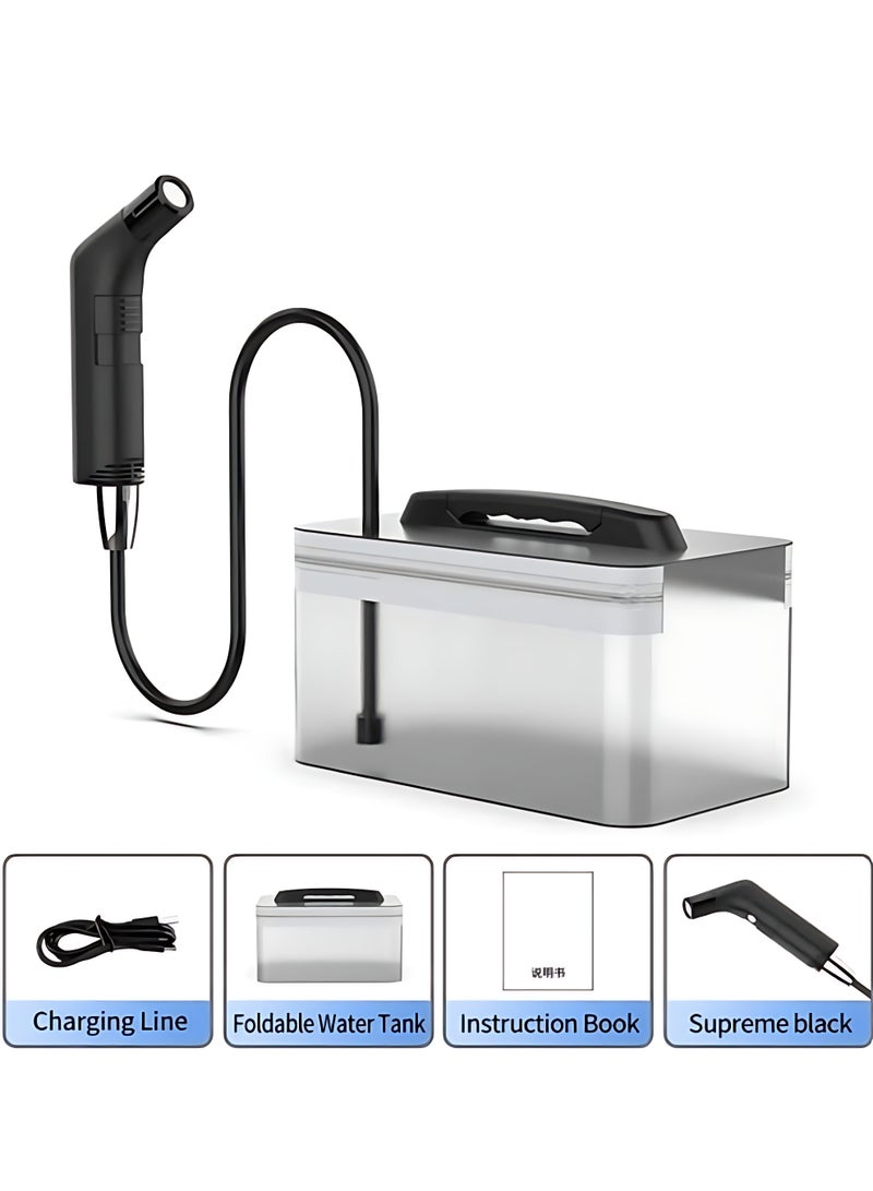 XiaoGiqi Portable Bidet – Rechargeable Travel Shattaf with 2.3L Water Tank, 2-Speed Flow Control, 1.2M Hose & Carrying Bag – Ideal for Camping, Travel, and Personal Hygiene (Black)  - Image 3