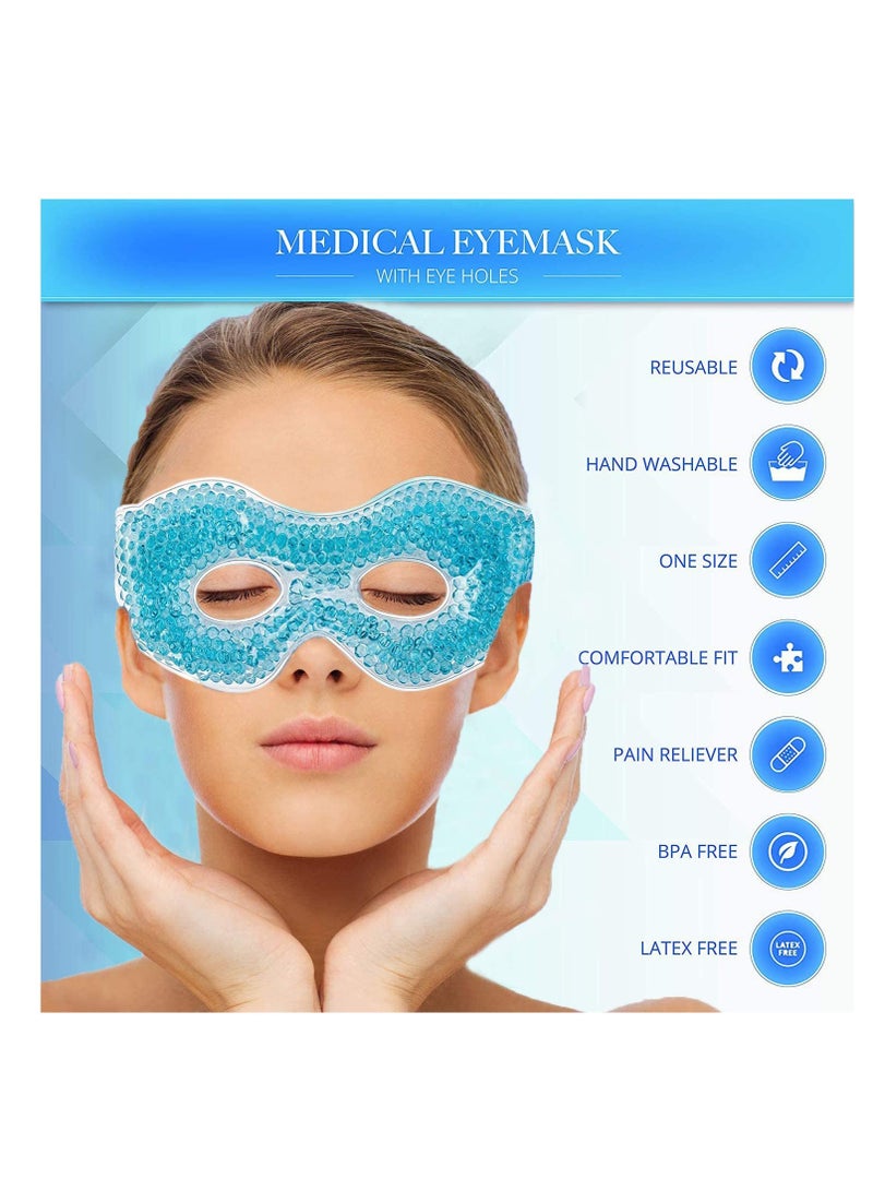 KASTWAVE Gel Eyemask with Eye Holes, Hot Cold Compress Pack Eye Therapy, Cooling Eyemask for Puffy Eyes, Dry Eyes, Headaches, Migraines, Dark Circles, Sinus, Reusable Eye Facemask - Image 4
