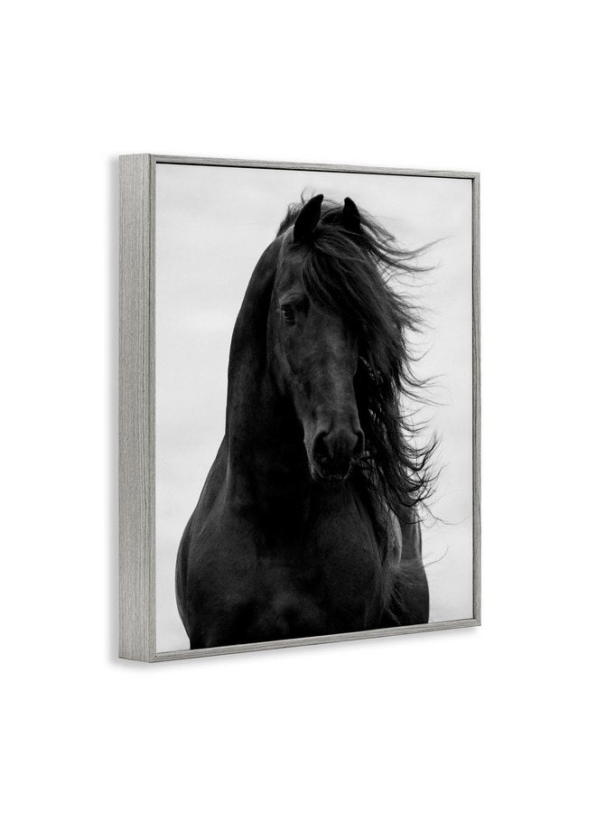 Stupell Industries Black Stallion Horse Portrait Soft Grey Sky Photography, Design by Carol Walker Gray Framed Wall Art, 24x30 - Image 3