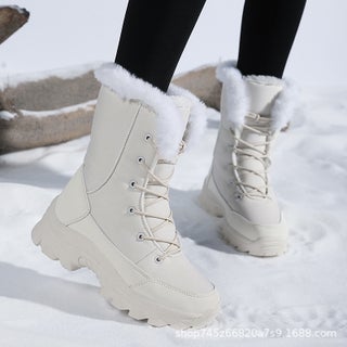 Thickened Fleece-Lined Winter Womens Boots High-Top Warm Leg Protection Non-Slip Cotton Shoes Versatile Large Cotton Boots White - pzsku/Z60BC46EE771D112ED875Z/45/_/1743417070/408d63c0-4e64-4f9b-85f8-d64871c16511