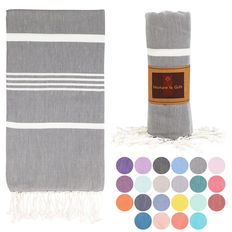 Beach Towel 100 Cotton Turkish Beach Towel Adult 38x70 Inch Prewashed Absorbent Extra LargeSand Free Quick Dry BathTowelsLightweight BlanketTravel Cruise Camping Spa Gym Yoga TowelDapple Grey