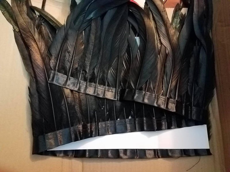Sowder Rooster Hackle Feather Fringe Trim 10-12inch in Width Pack of 1 Yard(Black) - Image 2