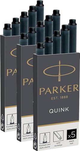 PARKER خراطيش حبر باركر كوينك طويلة الحجم 3 × عبوة من 5 15 إجمالي باللون الأسود - Image 1