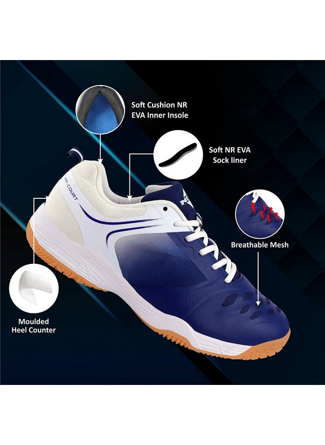 Nivia HY-Court 2.0 Badminton Shoe for Mens | Rubber Sole Shoes with Upper Mesh for Sports, Badminton, Volleyball, Squash, Table Tennis, Nonmarking Sole (Blue/White) Size - UK-10 - pzsku/Z60BC6F43E0292EB2CD6CZ/45/_/1740982624/8e8069eb-ff9f-4f6c-b71c-2070cc3e93ce