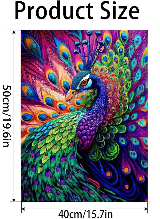 TREXEE Peacock DIY Acrylic Paint by Numbers Kit for Adults Kids Beginner Number Painting Kit Painting Acrylic Oil Painting Wall Decoration (40X50 CM)(No Frame) - Image 2