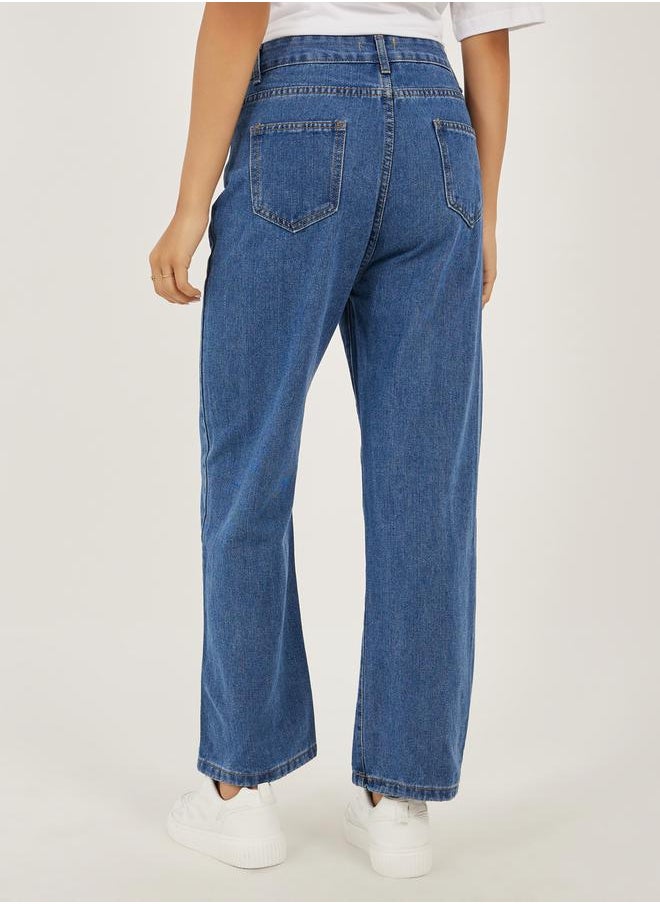 Styli Mid Rise Light Wash Straight Leg Jeans  - Image 4