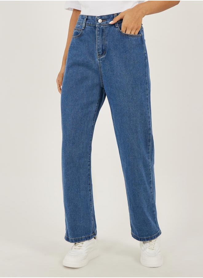 Styli Mid Rise Light Wash Straight Leg Jeans  - Image 2