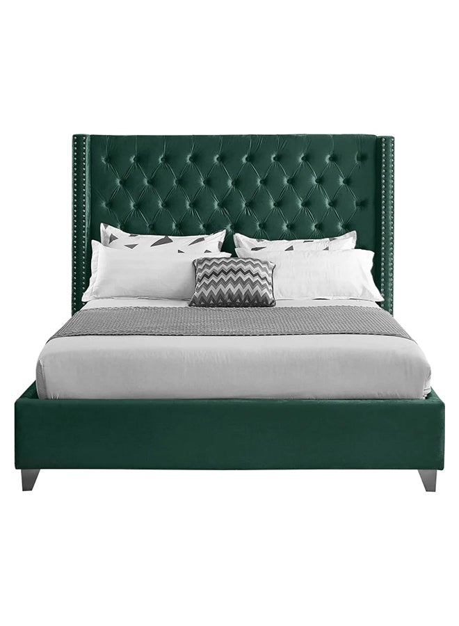 A to Z Furniture Aiden Velvet Bed 180x200cm King size Bed in Green Color