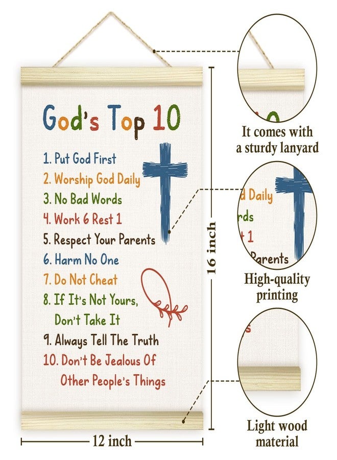 LWBEO 10 Commandments Sign Poster Hanger Frame, Motivational Canvas Art Print, Positive Wall Art for Home Girls Room Kitchen Living Room Bedroom 12x16in -04 - Image 2